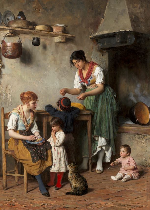 Eugene de Blaas - Mother&#39;s Little Helpers | MasterArt